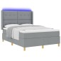 letto box spring vidaXL con materasso e luce LED grigio chiaro 140x200 cm in tessuto