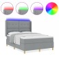 letto box spring vidaXL con materasso e luce LED grigio chiaro 140x200 cm in tessuto