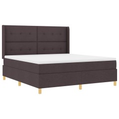 vidaXL Letto Box Spring con Materasso e LED Marrone Scuro 180x200 cm Tessuto