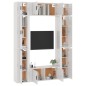 Set Mobili Porta TV 8pz Bianco Lucido in Legno Multistrato Set Mobili Porta TV 8pz Bianco Lucido in Legno Multistrato