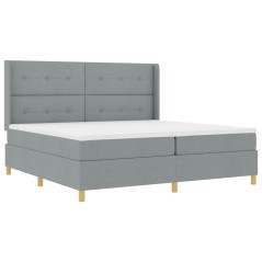 vidaXL Letto Box Spring con Materasso e Luce LED Grigio Chiaro 200x200 cm Tessuto