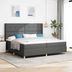 Letto a Molle con Materasso & LED Grigio Scuro 200x200 cm in Tessuto