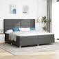 Letto a Molle con Materasso & LED Grigio Scuro 200x200 cm in Tessuto