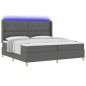 Letto a Molle con Materasso & LED Grigio Scuro 200x200 cm in Tessuto