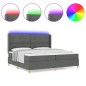 Letto a Molle con Materasso & LED Grigio Scuro 200x200 cm in Tessuto