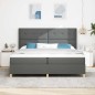 Letto a Molle con Materasso & LED Grigio Scuro 200x200 cm in Tessuto