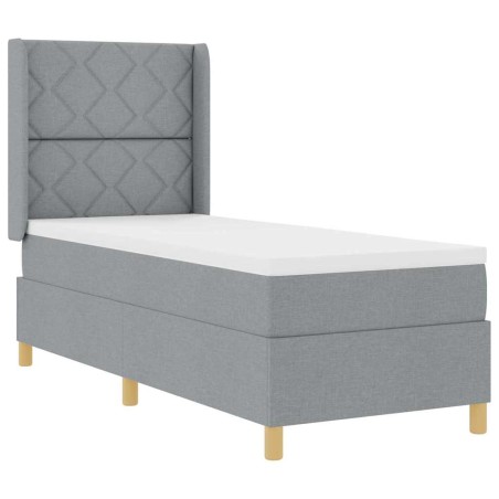 vidaXL Letto con Rete A Molla e Materasso & Luce LED Grigio Chiaro 80x200 cm Tessuto
