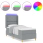 vidaXL Letto con Rete A Molla e Materasso & Luce LED Grigio Chiaro 80x200 cm Tessuto