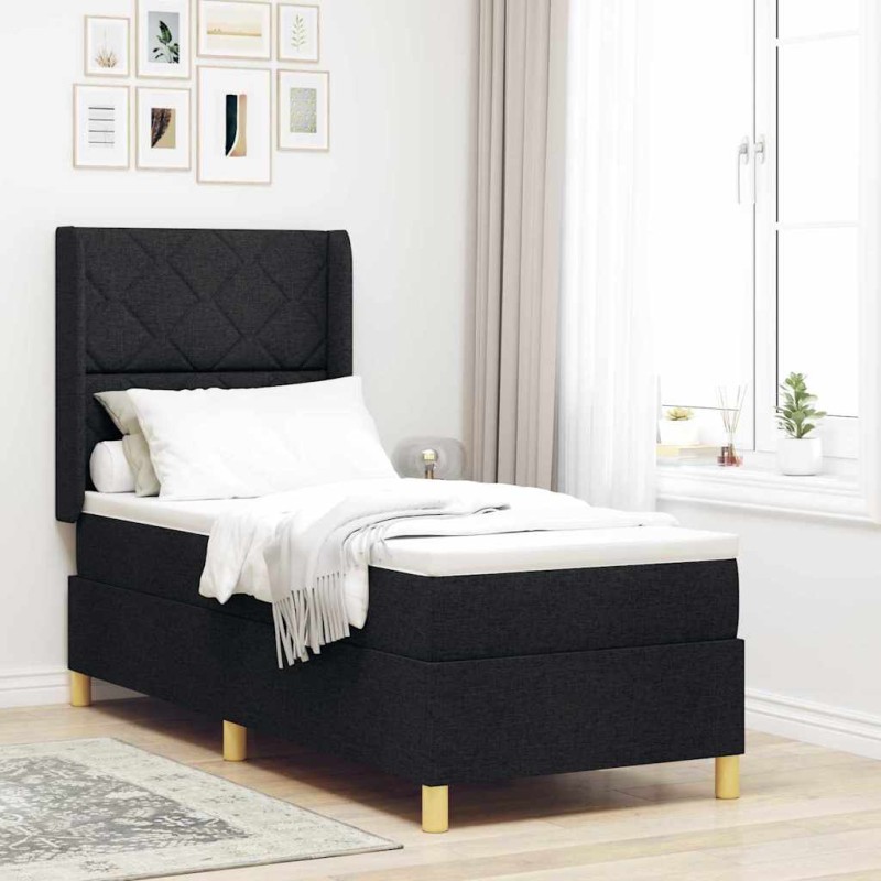 vidaXL Letto a Molla con Materasso e LED Nero 80x200 cm in Tessuto