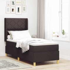 vidaXL Letto Box Spring con Materasso e LED Marrone Scuro 80x200 cm Tessuto