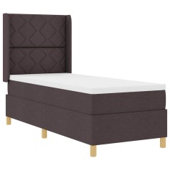vidaXL Letto Box Spring con Materasso e LED Marrone Scuro 80x200 cm Tessuto