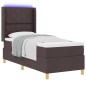 vidaXL Letto Box Spring con Materasso e LED Marrone Scuro 80x200 cm Tessuto