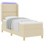 Letto Box Spring con Materasso e LED Crema 80x200 cm Tessuto