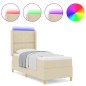 Letto Box Spring con Materasso e LED Crema 80x200 cm Tessuto