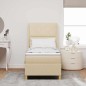 Letto Box Spring con Materasso e LED Crema 80x200 cm Tessuto