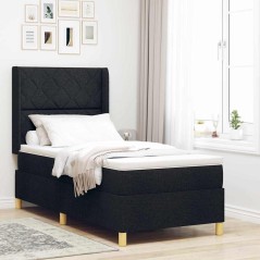 vidaXL Letto Box Spring con Materasso e LED Nero 90x190 cm Tessuto