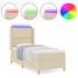 Letto a Box Spring con Materasso e LED Crema 90x200 cm Tessuto