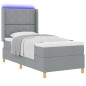 Letto a Molla con Materasso e Luce LED Grigio Chiaro 100x200 cm Tessuto