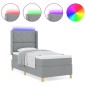 Letto a Molla con Materasso e Luce LED Grigio Chiaro 100x200 cm Tessuto
