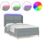 vidaXL Letto Box Spring con Materasso e Luce LED Grigio Chiaro 140x200 cm in Tessuto