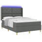 vidaXL Letto Box Spring con Materasso & LED Grigio Scuro 140x200 cm Tessuto