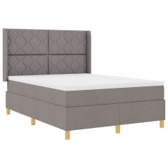 Letto a Molla Box con Materasso e LED Tortora 160x200 cm in Tessuto