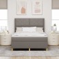 Letto a Molla Box con Materasso e LED Tortora 160x200 cm in Tessuto Letto a Molla Box con Materasso e LED Tortora 160x200 cm in Tessuto