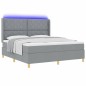 vidaXL Letto Box Spring con Materasso e Luce LED Grigio Chiaro 180x200 cm in Tessuto