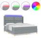 vidaXL Letto Box Spring con Materasso e Luce LED Grigio Chiaro 180x200 cm in Tessuto