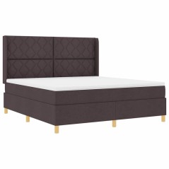 vidaXL Letto Box Spring con Materasso e LED Marrone Scuro 180x200 cm Tessuto