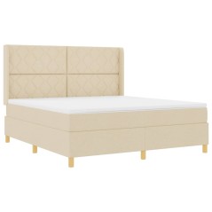 Letto Box Spring vidaXL con materasso e LED Crema 180x200 cm Tessuto