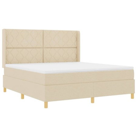 Letto Box Spring vidaXL con materasso e LED Crema 180x200 cm Tessuto