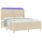 Letto Box Spring vidaXL con materasso e LED Crema 180x200 cm Tessuto