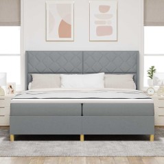 vidaXL Letto Box Spring con Materasso e Luce LED Grigio Chiaro 200x200 cm Tessuto