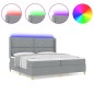 vidaXL Letto Box Spring con Materasso e Luce LED Grigio Chiaro 200x200 cm Tessuto