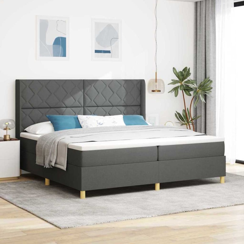 vidaXL Letto con Rete a Molla e Materasso & LED Grigio Scuro 200x200 cm Tessuto