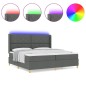vidaXL Letto con Rete a Molla e Materasso & LED Grigio Scuro 200x200 cm Tessuto