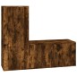 Set Mobili Porta TV 2 pz Rovere Fumo in Legno Multistrato Set Mobili Porta TV 2 pz Rovere Fumo in Legno Multistrato