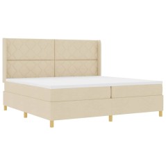 Letto Box Spring vidaXL con Materasso e LED Crema 200x200 cm Tessuto