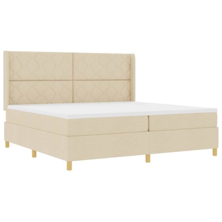 Letto Box Spring vidaXL con Materasso e LED Crema 200x200 cm Tessuto