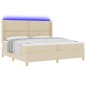 Letto Box Spring vidaXL con Materasso e LED Crema 200x200 cm Tessuto