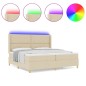 Letto Box Spring vidaXL con Materasso e LED Crema 200x200 cm Tessuto