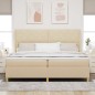 Letto Box Spring vidaXL con Materasso e LED Crema 200x200 cm Tessuto