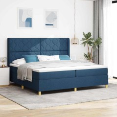 vidaXL Letto Box Spring con Materasso e LED Blu 200x200 cm Tessuto