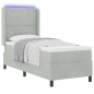 vidaXL Letto Contenitore con Materasso & Luce LED Grigio Chiaro 80x200 cm in Velluto vidaXL Letto Contenitore con Materasso & Luce LED Grigio Chiaro 80x200 cm in Velluto