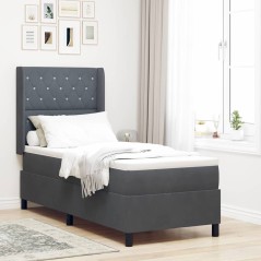 vidaXL Letto Box Spring con Materasso & LED Grigio Scuro 80x200 cm Velluto