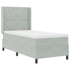 vidaXL Letto Box Spring con Materasso e Luce LED Grigio Chiaro 90x190 cm Velluto