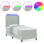 vidaXL Letto Box Spring con Materasso e Luce LED Grigio Chiaro 90x190 cm Velluto