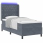 vidaXL Letto a Molle con Materasso e LED Grigio Scuro 90x190 cm Velluto