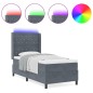 vidaXL Letto a Molle con Materasso e LED Grigio Scuro 90x190 cm Velluto